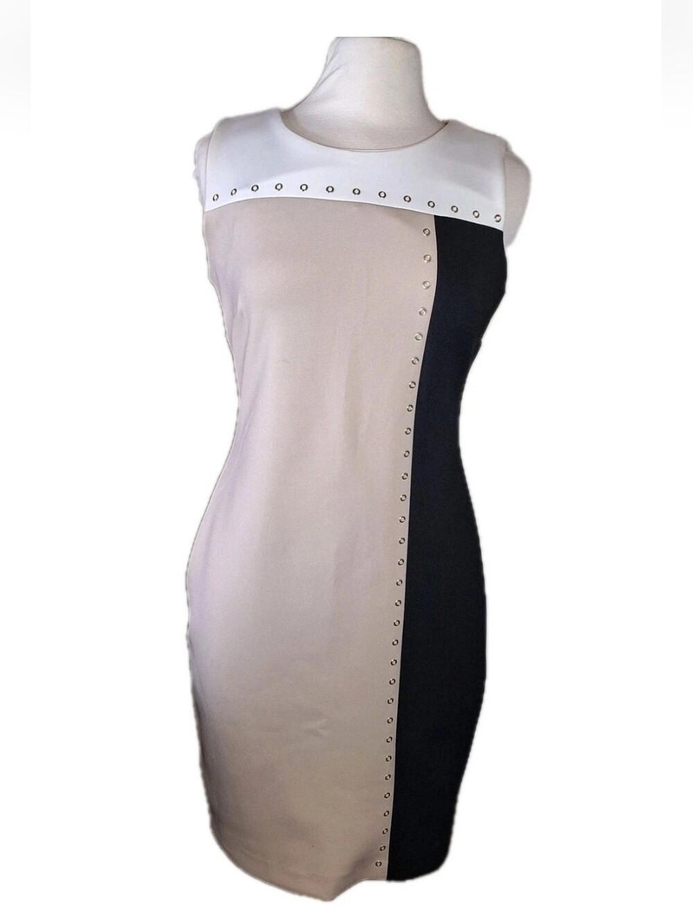 Tommy Hilfiger Women's Colorblock Sleeveless Round Neck Dress Size 8 Rings